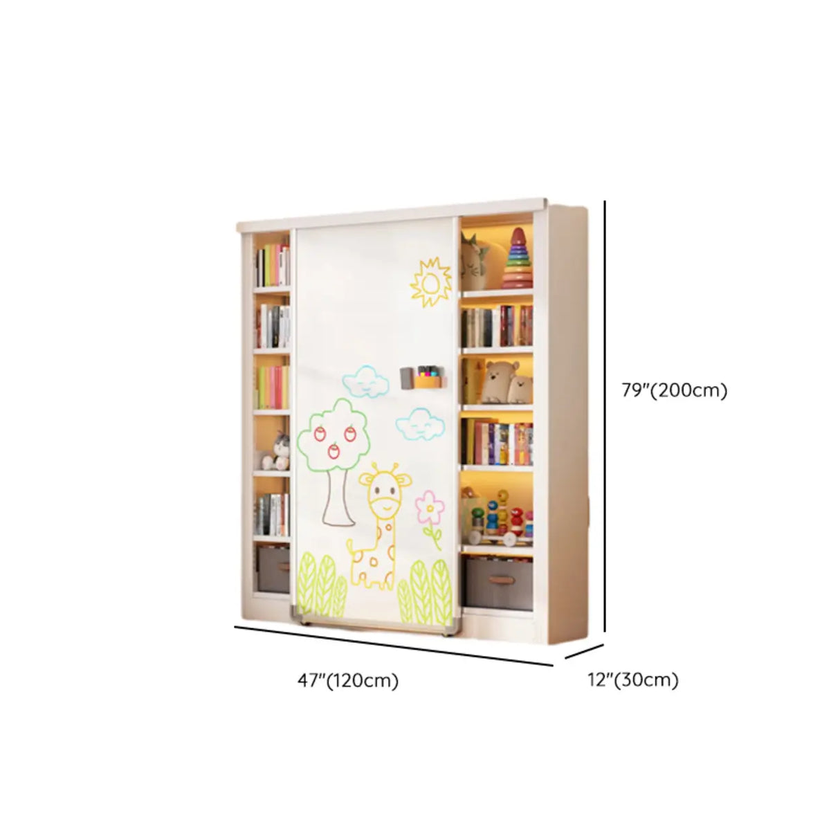 Simple Kids Room Chalk White Vertical Metal Bookcase 