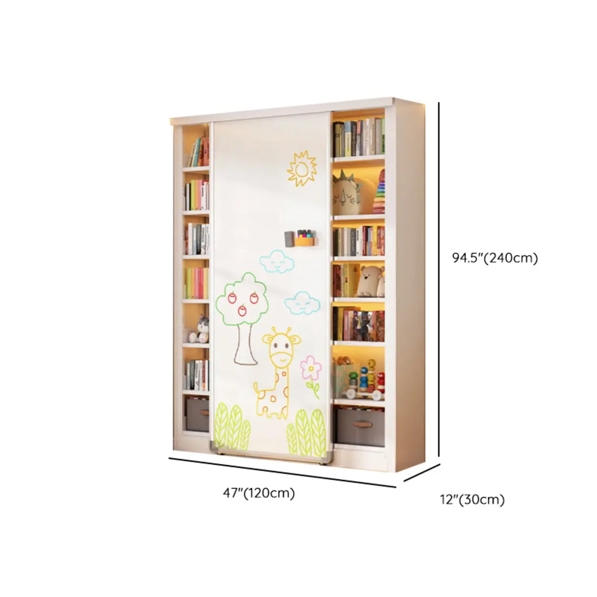 Simple Kids Room Chalk White Vertical Metal Bookcase Image - 38