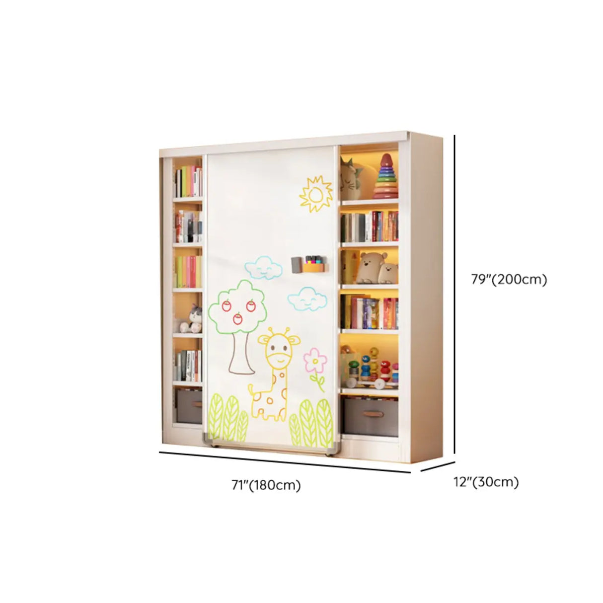 Simple Kids Room Chalk White Vertical Metal Bookcase Image - 17