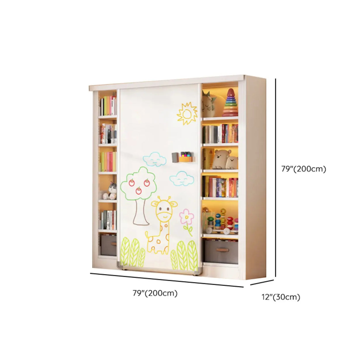Simple Kids Room Chalk White Vertical Metal Bookcase Image - 18