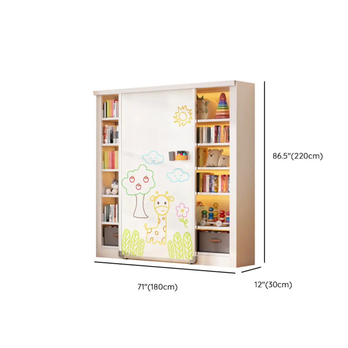 Simple Kids Room Chalk White Vertical Metal Bookcase Image - 23