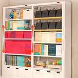 Simple Kids Room Chalk White Vertical Metal Bookcase Image - 6
