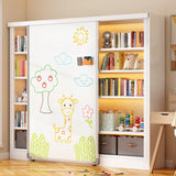 Simple Kids Room Chalk White Vertical Metal Bookcase Image - 7