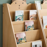 Simple Kids Wood Bear Natural Finish Ladder Bookcase Image - 10