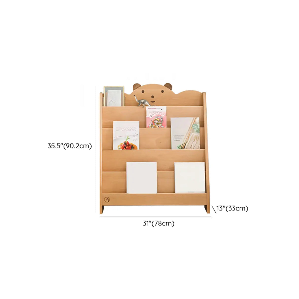 Simple Kids Wood Bear Natural Finish Ladder Bookcase Image - 15