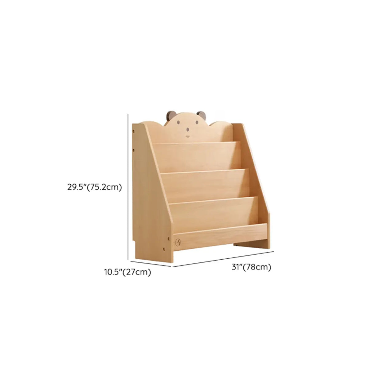 Simple Kids Wood Bear Natural Finish Ladder Bookcase Image - 17