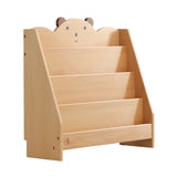 Simple Kids Wood Bear Natural Finish Ladder Bookcase Image - 3