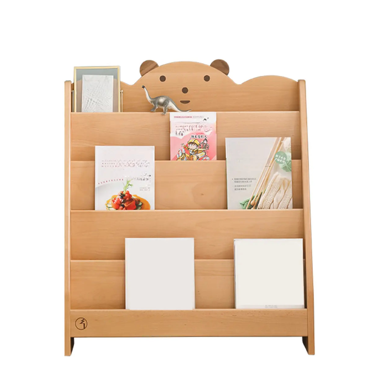 Simple Kids Wood Bear Natural Finish Ladder Bookcase Image - 5