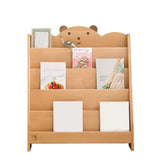 Simple Kids Wood Bear Natural Finish Ladder Bookcase Image - 5