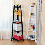 Simple Ladder Corner Open Tiered Small Wood Bookcase Image - 1