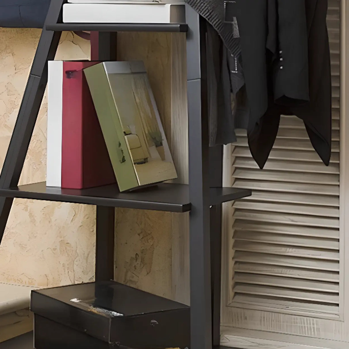 Simple Ladder Corner Open Tiered Small Wood Bookcase Image - 14