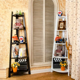 Simple Ladder Corner Open Tiered Small Wood Bookcase Image - 4
