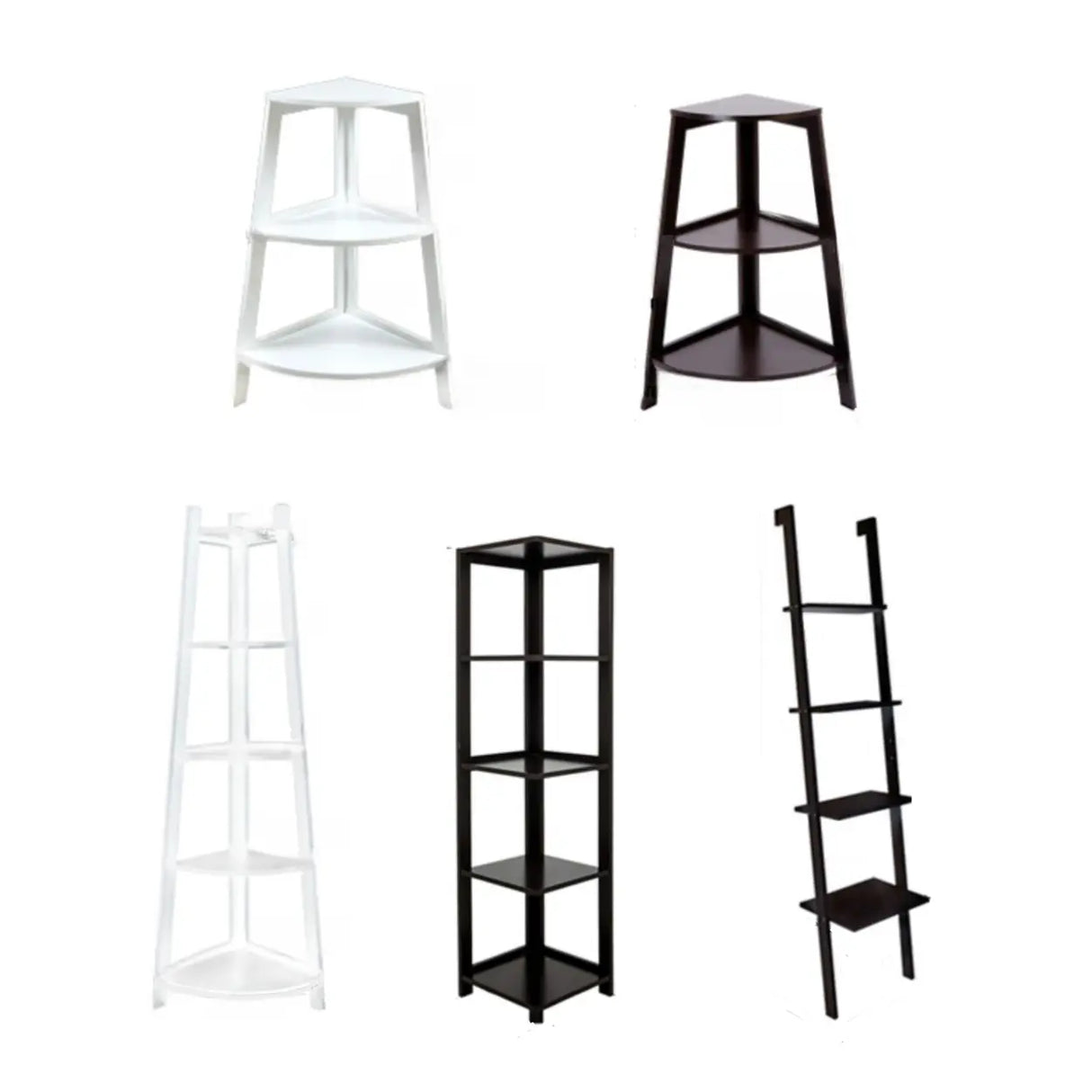 Simple Ladder Corner Open Tiered Small Wood Bookcase Image - 8