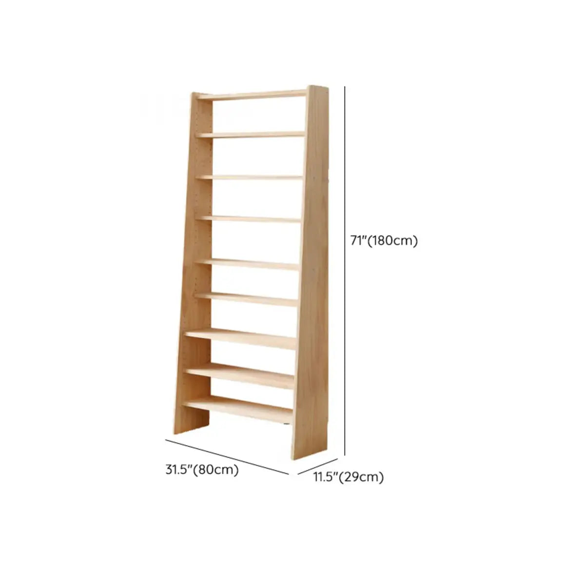 Simple Ladder Natural Wood Open Back Storage Bookshelf Image - 15