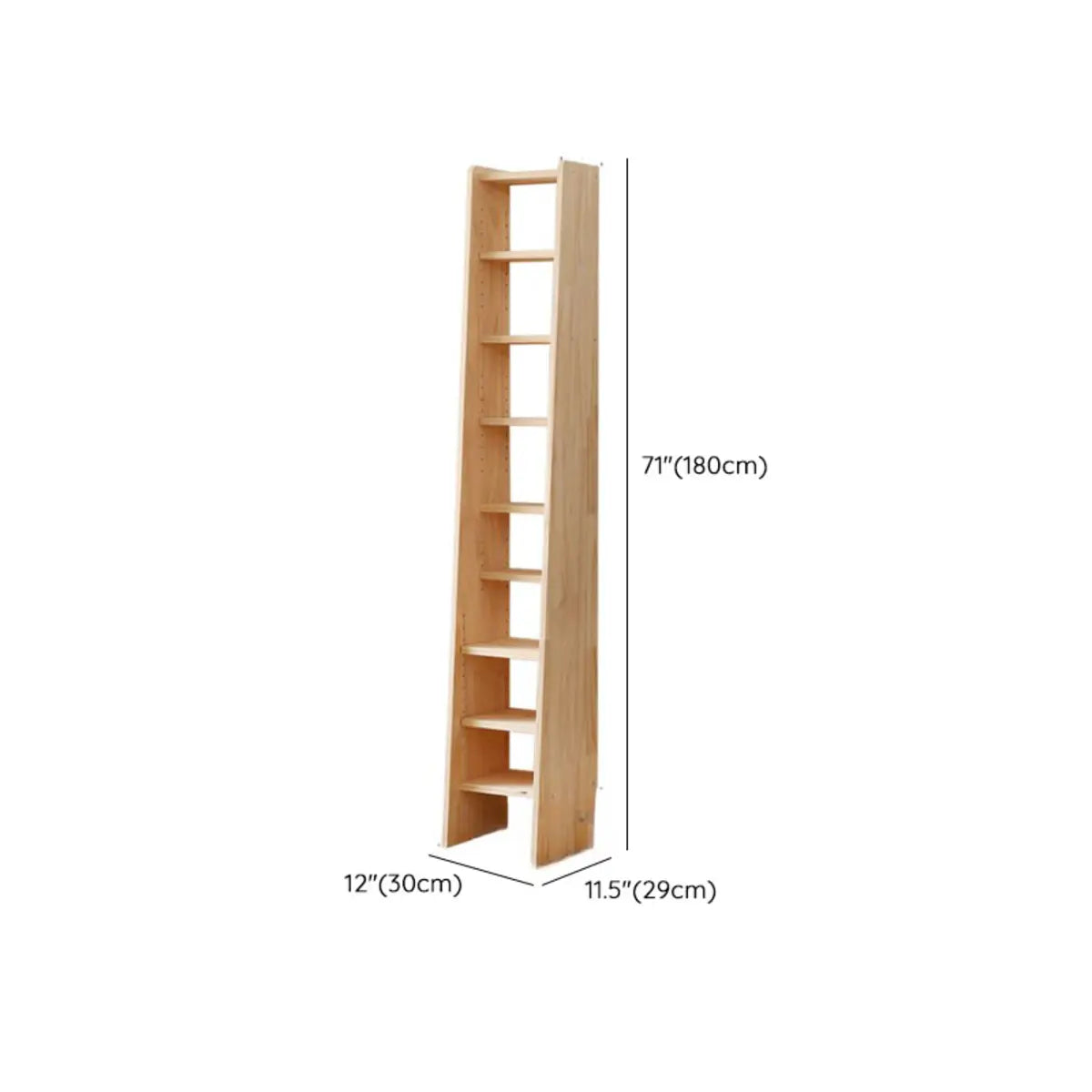 Simple Ladder Natural Wood Open Back Storage Bookshelf Image - 16