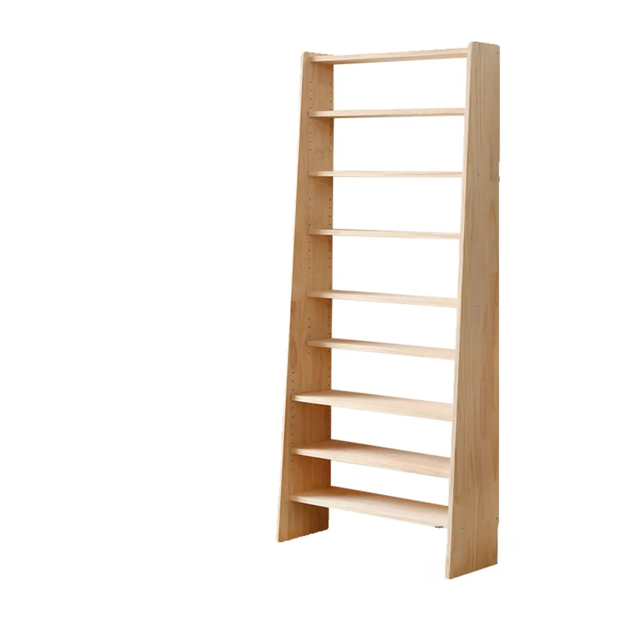 Simple Ladder Natural Wood Open Back Storage Bookshelf Image - 2
