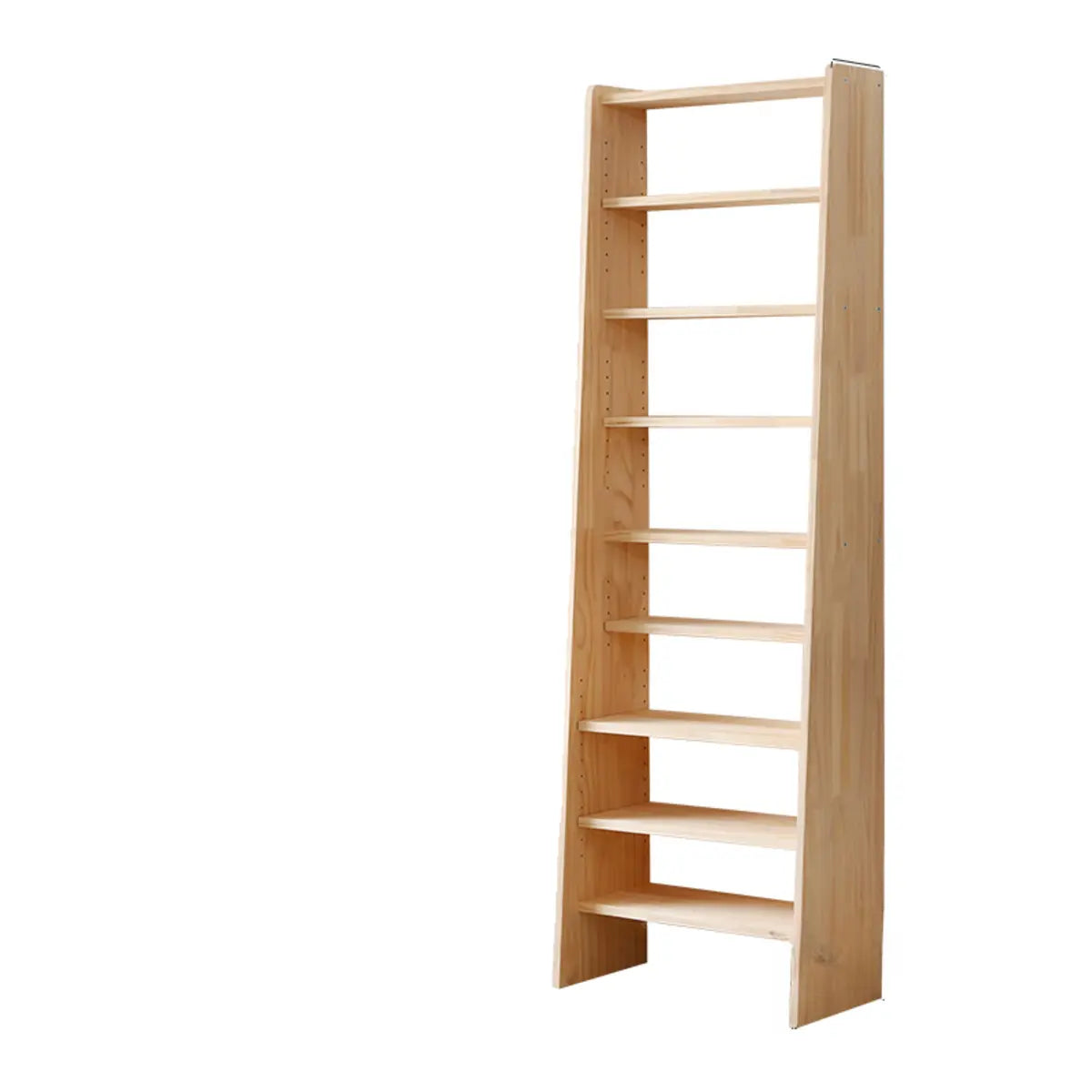 Simple Ladder Natural Wood Open Back Storage Bookshelf Image - 3