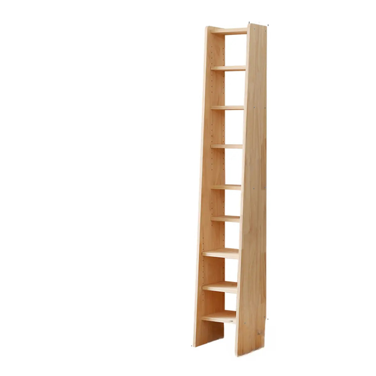 Simple Ladder Natural Wood Open Back Storage Bookshelf Image - 5