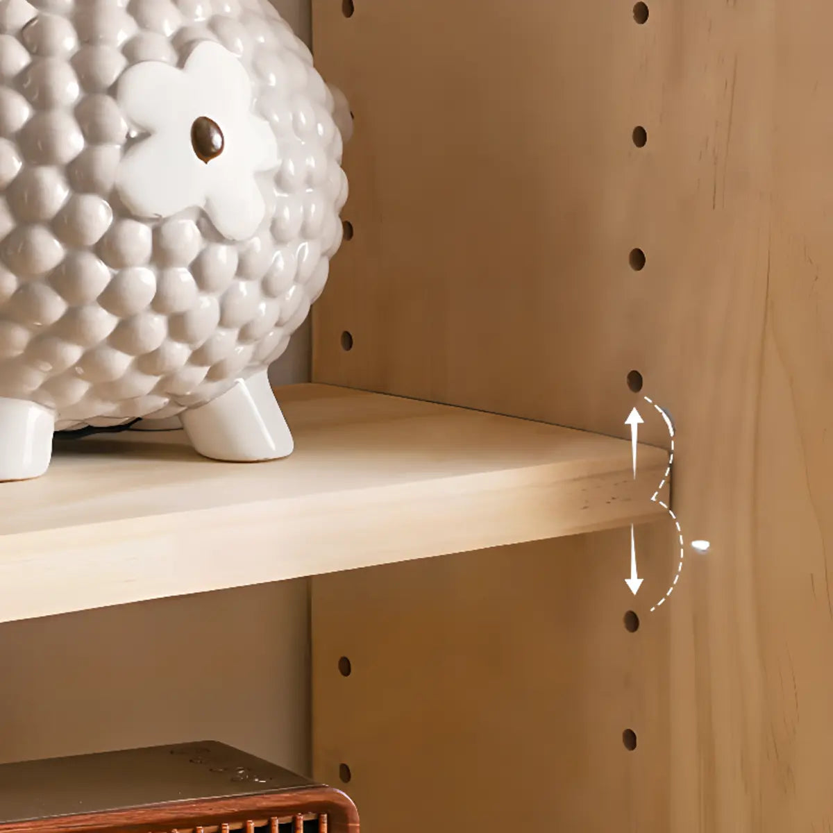 Simple Ladder Natural Wood Open Back Storage Bookshelf Image - 7
