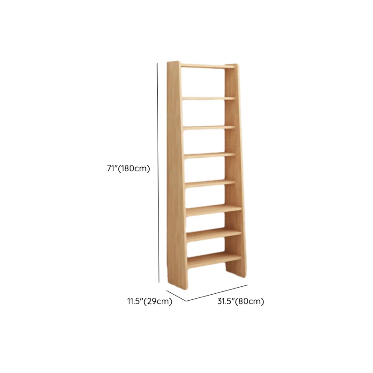 Simple Ladder-Style Adjustable Shelves Pine Bookcase Image - 15