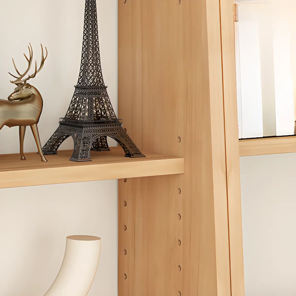Simple Ladder-Style Adjustable Shelves Pine Bookcase Image - 8