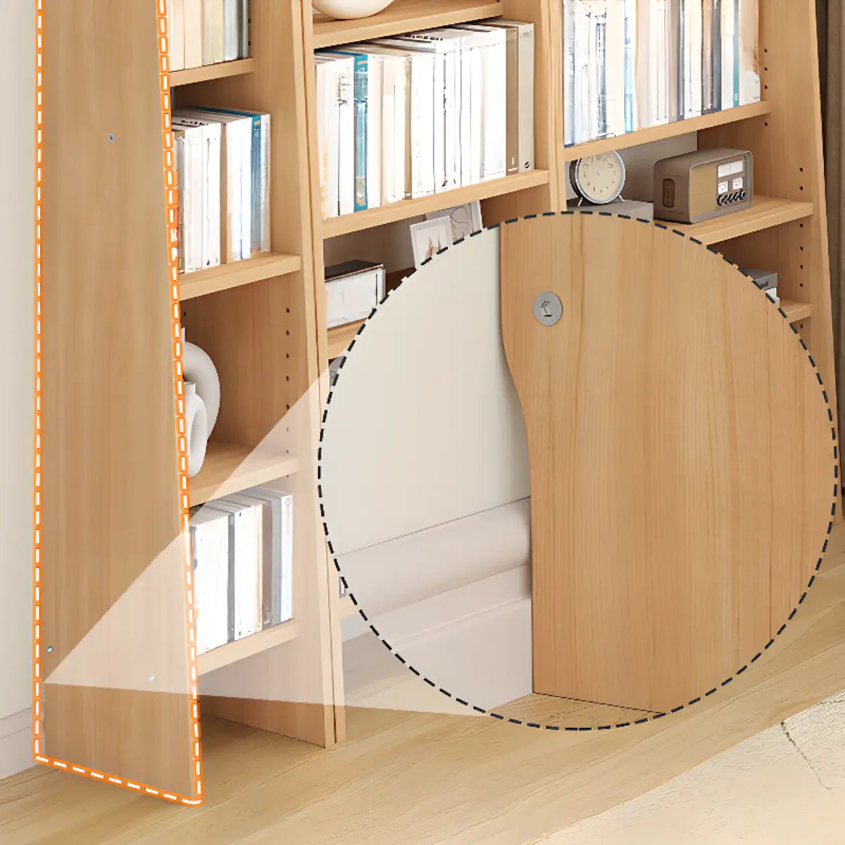 Simple Ladder-Style Adjustable Shelves Pine Bookcase Image - 9