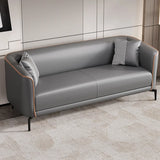 Simple Light Gray Water Resistant Leather Pillow Sofa Image - 1