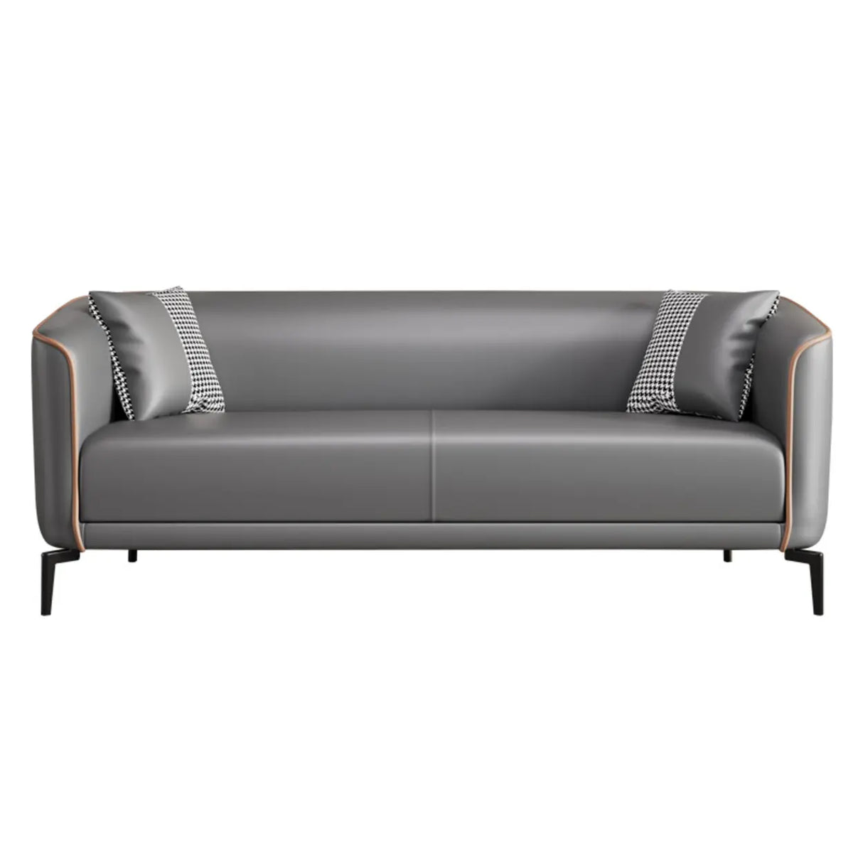 Simple Light Gray Water Resistant Leather Pillow Sofa Image - 10