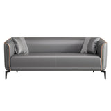 Simple Light Gray Water Resistant Leather Pillow Sofa Image - 10