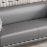 Simple Light Gray Water Resistant Leather Pillow Sofa Image - 11