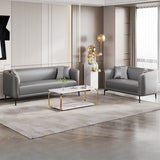 Simple Light Gray Water Resistant Leather Pillow Sofa Image - 6