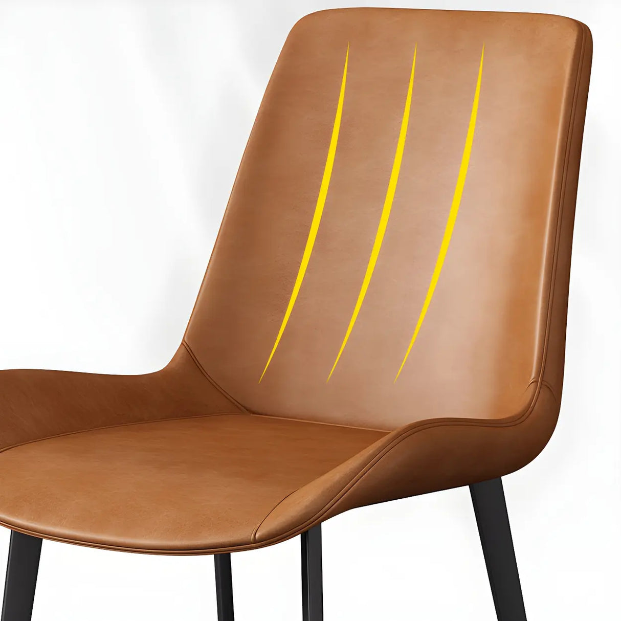 Simple Low Back Leather Side Chair with Metal Legs Image - 10