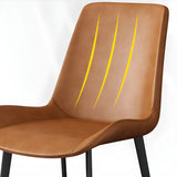 Simple Low Back Leather Side Chair with Metal Legs Image - 10