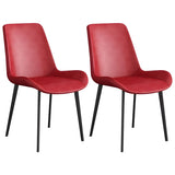 Simple Low Back Leather Side Chair with Metal Legs Image - 11