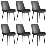 Simple Low Back Leather Side Chair with Metal Legs Image - 11