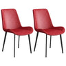 Simple Low Back Leather Side Chair with Metal Legs Image - 13