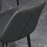Simple Low Back Leather Side Chair with Metal Legs Image - 15