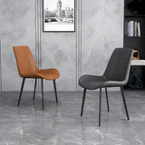 Simple Low Back Leather Side Chair with Metal Legs Image - 18