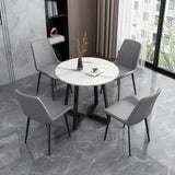 Simple Low Back Leather Side Chair with Metal Legs Image - 19
