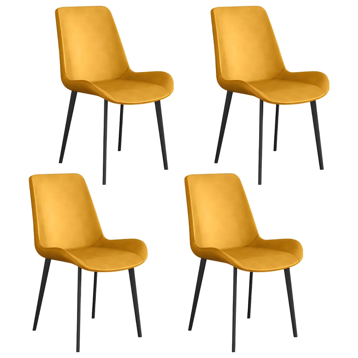 Simple Low Back Leather Side Chair with Metal Legs Image - 21