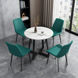 Simple Low Back Leather Side Chair with Metal Legs Image - 22
