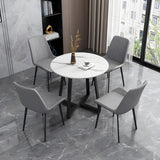 Simple Low Back Leather Side Chair with Metal Legs Image - 23