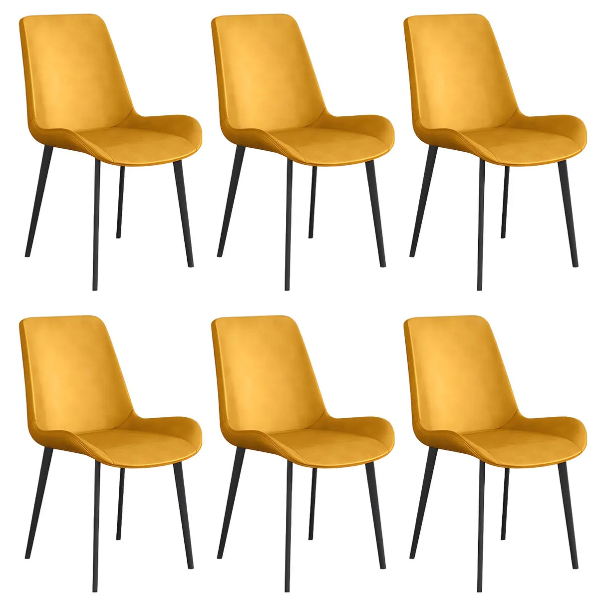 Simple Low Back Leather Side Chair with Metal Legs Image - 24