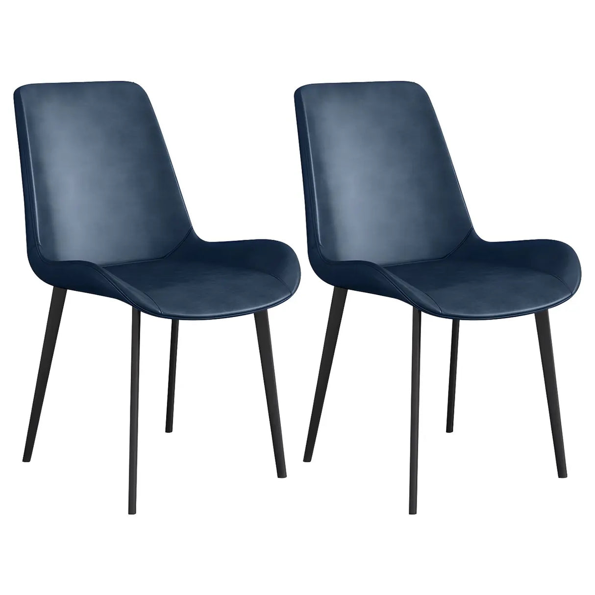 Simple Low Back Leather Side Chair with Metal Legs Image - 25