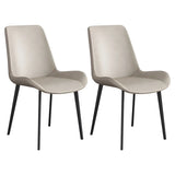 Simple Low Back Leather Side Chair with Metal Legs Image - 26