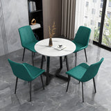 Simple Low Back Leather Side Chair with Metal Legs Image - 26