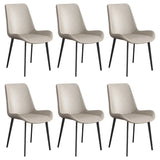Simple Low Back Leather Side Chair with Metal Legs Image - 27