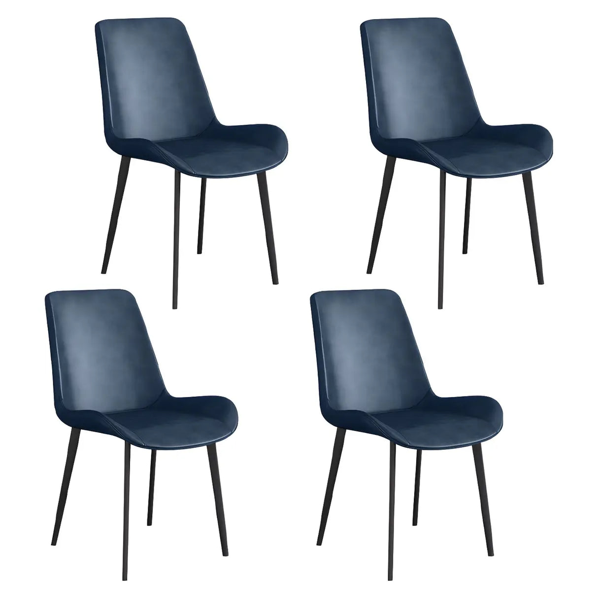 Simple Low Back Leather Side Chair with Metal Legs Image - 27