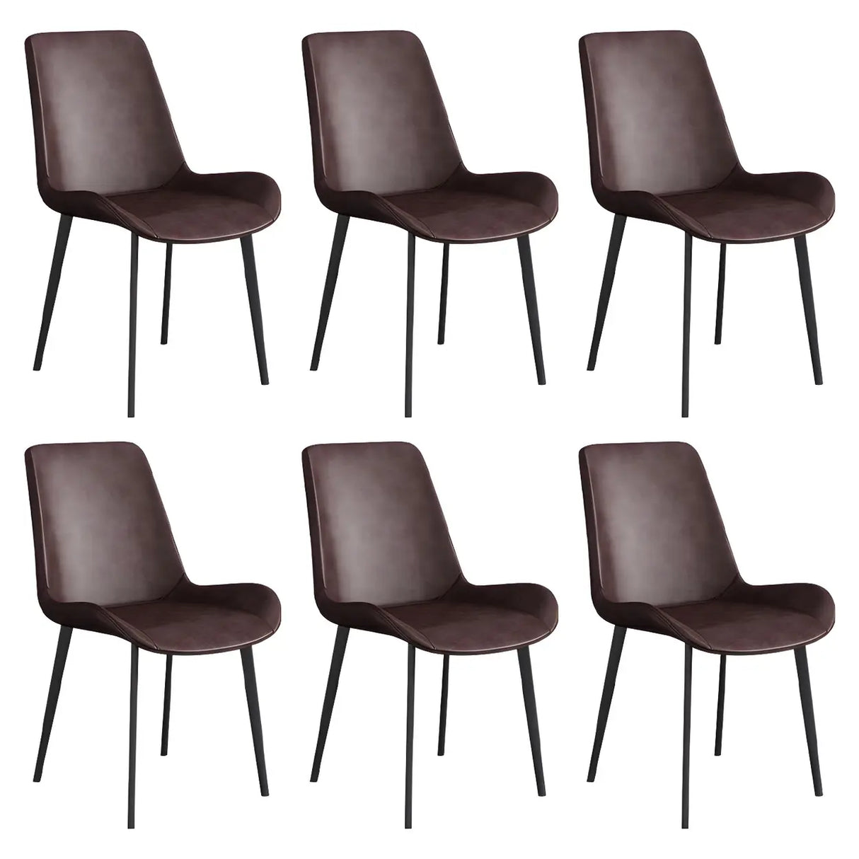 Simple Low Back Leather Side Chair with Metal Legs Image - 29