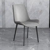 Simple Low Back Leather Side Chair with Metal Legs Image - 3